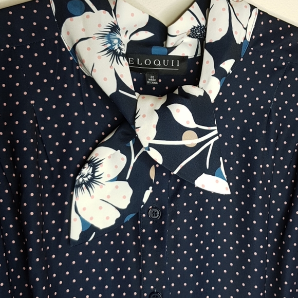 ELOQUII Polka Dot Longsleeve Dress Sz20 - Picture 4 of 11